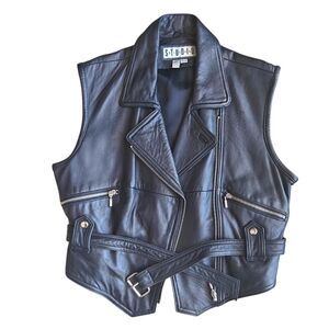 Siena Studio Vintage Black Leather Belted Vest | Size Small
